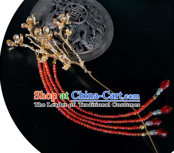 Chinese Traditional Hair Accessories Ancient Red Tassel Hair Clip Hairpins for Women