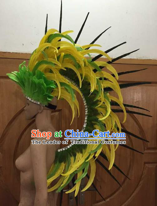 Professional Samba Dance Feather Hair Accessories Halloween Catwalks Brazilian Rio Carnival Roman Warriors Headdress