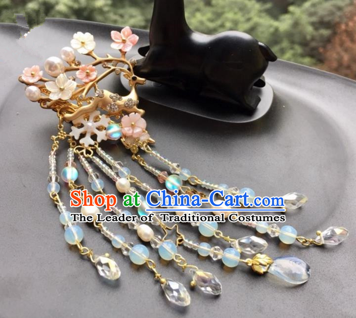 Chinese Traditional Hair Accessories Beer Tassel Hair Clip Ancient Hanfu Hairpins for Women