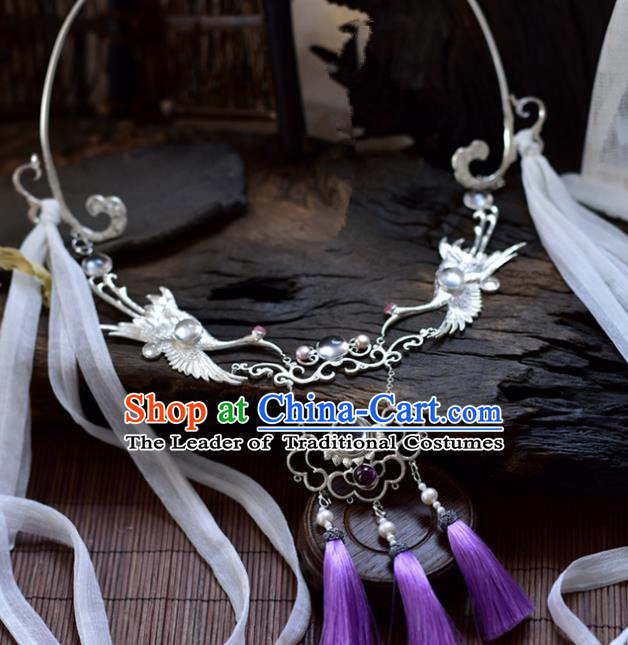 Handmade Chinese Traditional Accessories Hanfu Wedding Cranes Necklace for Women