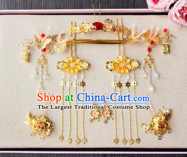 Top Grade Chinese Wedding Bride Hair Accessories Ancient Hairpins Complete Set for Women