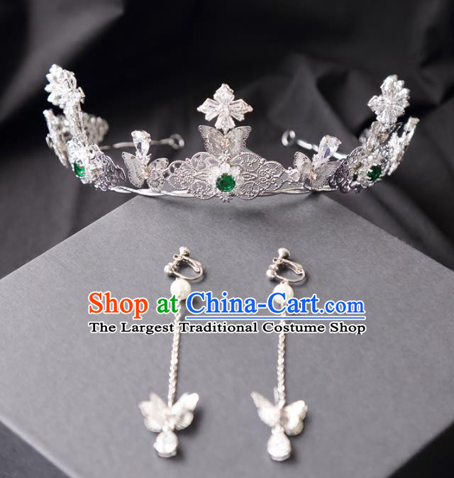 Top Grade Wedding Bride Hair Accessories Princess Crystal Royal Crown and Earrings for Women