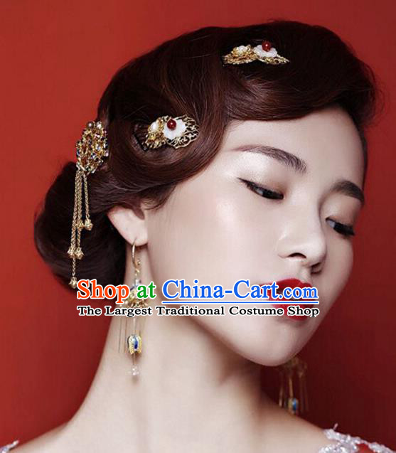 Top Grade Chinese Wedding Hair Accessories Ancient Bride Hairpins Complete Set for Women