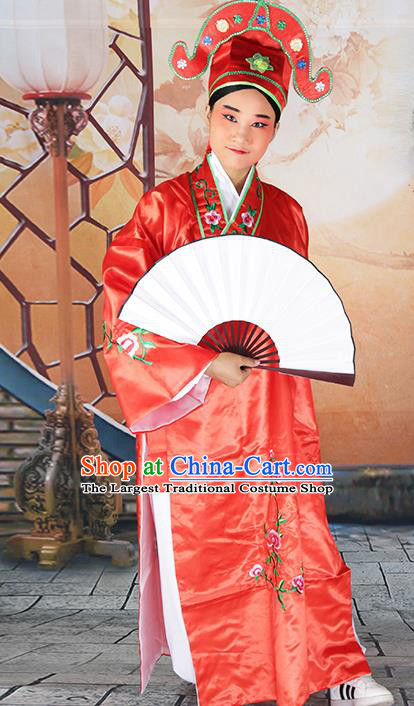 Professional Chinese Beijing Opera Costumes Peking Opera Gifted Scholar Red Robe for Adults
