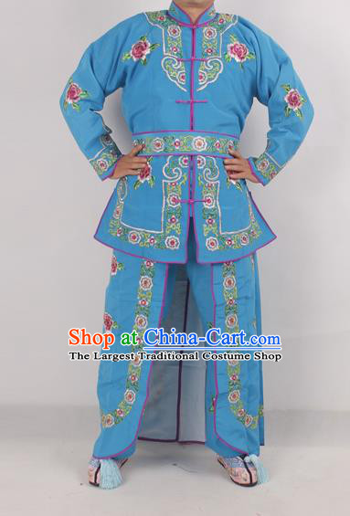 Chinese Peking Opera Female Warrior Deep Blue Costume Ancient Swordswoman Embroidered Clothing for Adults