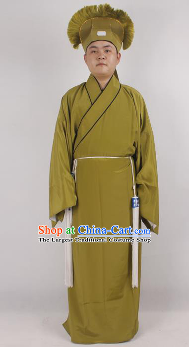 Professional Chinese Peking Opera Niche Costume Beijing Opera Scholar Green Robe and Hat for Adults