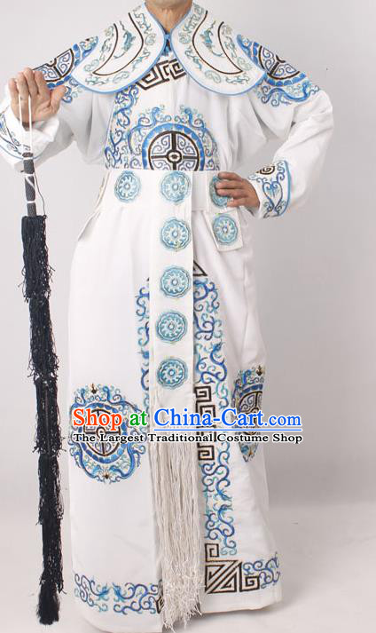 Professional Chinese Peking Opera Takefu Embroidered White Costume for Adults