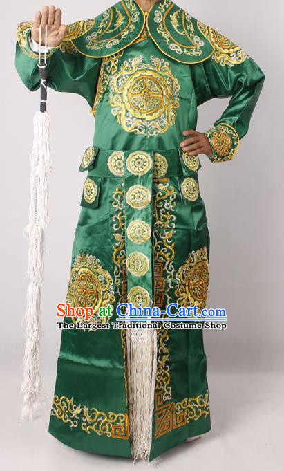 Professional Chinese Peking Opera Takefu Embroidered Green Costume for Adults