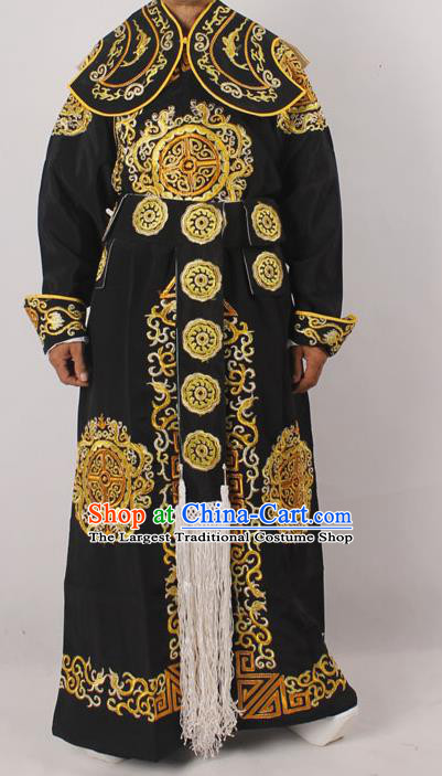 Professional Chinese Peking Opera Takefu Embroidered Black Costume for Adults