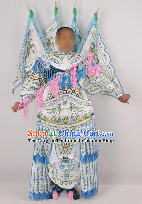 Professional Chinese Peking Opera Female General Mu Guiying Embroidered White Costumes for Adults