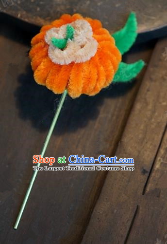 Top Grade Chinese Handmade Hair Accessories Qing Dynasty Velvet Pumpkin Hairpins for Women