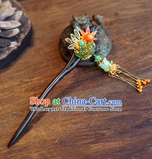 Chinese Handmade Ancient Hair Accessories Princess Ebony Tassel Hairpins for Women