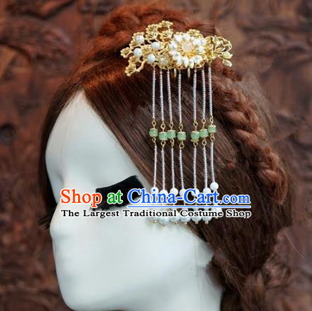 Chinese Handmade Ancient Hair Accessories Ancient Hanfu Pearls Tassel Hair Clip Hairpins for Women