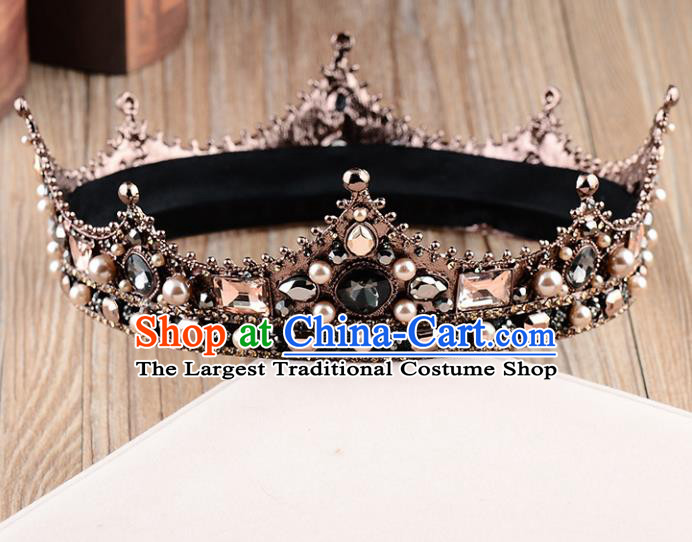 Handmade Baroque Queen Crystal Royal Crown Wedding Bride Hair Jewelry Accessories for Women