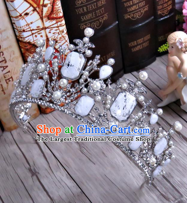 Top Grade Handmade Baroque Retro Royal Crown Wedding Hair Jewelry Accessories for Women