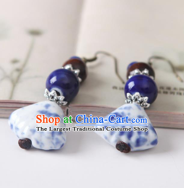 Top Grade Chinese Handmade Blue Ceramics Earrings for Women