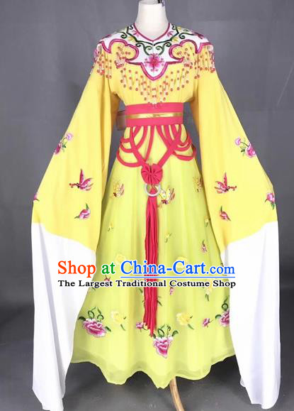 Chinese Traditional Beijing Opera Palace Princess Yellow Dress Peking Opera Diva Costumes for Adults