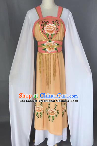 Traditional Chinese Peking Opera Maidservants Costume Beijing Opera Fairy Yellow Dress for Adults