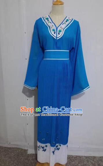 Chinese Peking Opera Young Lady Blue Dress Traditional Beijing Opera Diva Costumes for Adults