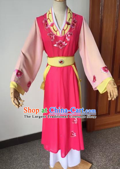 Chinese Beijing Opera Young Lady Rosy Dress Ancient Maidservants Costume for Adults