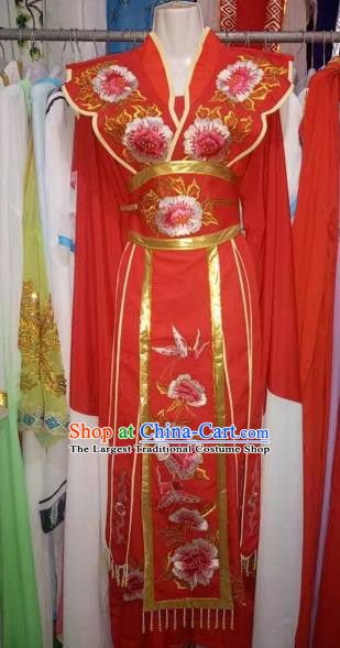 Chinese Traditional Peking Opera Actress Red Dress Ancient Princess Embroidered Costume for Adults