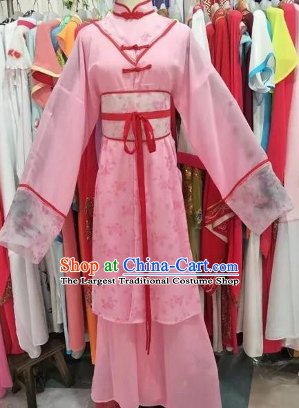 Chinese Beijing Opera Maidservants Pink Clothing Ancient Countrywoman Costume for Adults