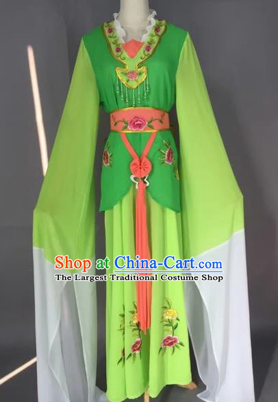 Chinese Beijing Opera Maidservants Green Clothing Ancient Palace Lady Costume for Adults