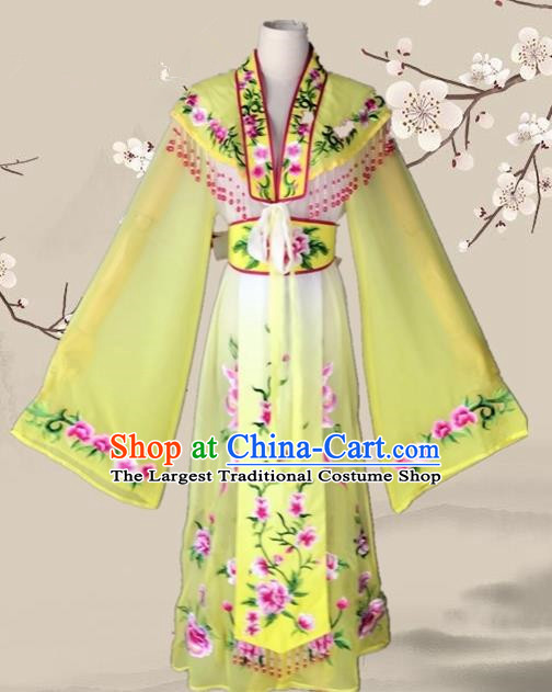 Chinese Ancient Palace Princess Costume Traditional Beijing Opera Actress Yellow Dress for Adults