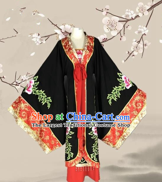 Chinese Ancient Empress Dowager Black Dress Traditional Beijing Opera Pantaloon Costume for Adults