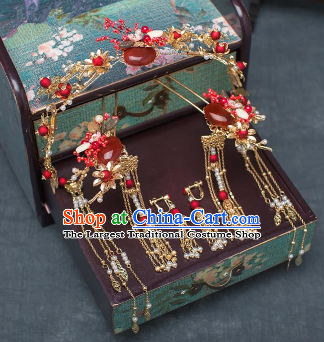 Chinese Ancient Hanfu Wedding Phoenix Coronet Hair Accessories Traditional Hairpins for Women