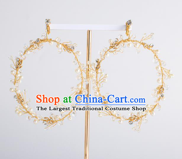 Top Grade Bride Wedding Accessories Golden Earrings for Women