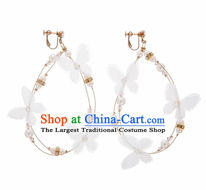 Top Grade Bride Wedding Accessories White Silk Earrings for Women