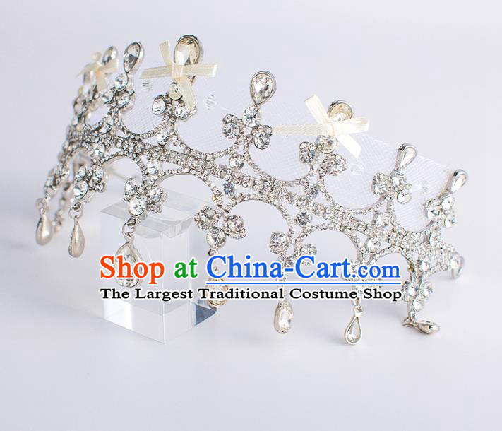 Top Grade Wedding Hair Accessories Bride Crystal Bowknot Royal Crown Headwear for Women