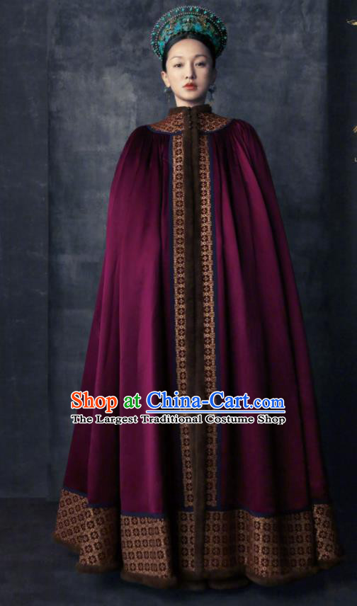 Chinese Ancient Queen Clothing Qing Dynasty Imperial Empress Costume and Headpiece for Women