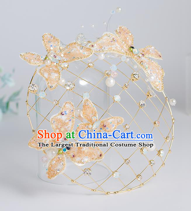 Top Grade Bride Wedding Hair Accessories Golden Butterfly Top Hats for Women