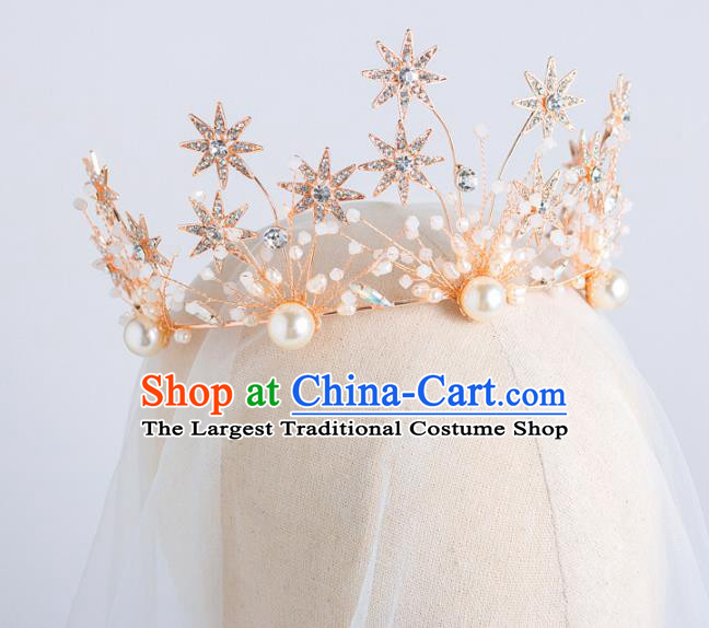 Top Grade Wedding Hair Accessories Bride Retro Crystal Star Royal Crown for Women