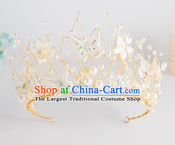 Top Grade Wedding Hair Accessories Bride Retro Beads Butterfly Royal Crown for Women