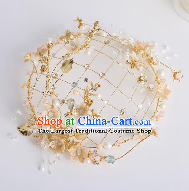 Top Grade Bride Wedding Hair Accessories Golden Headwear for Women