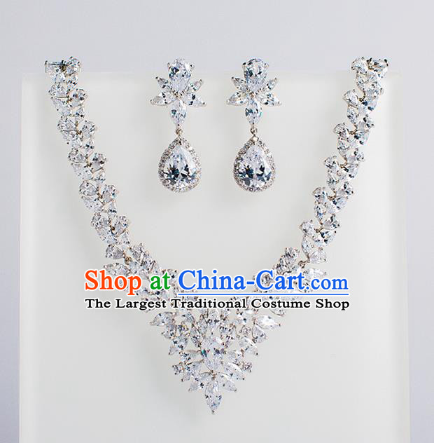 Top Grade Chinese Bride Wedding Accessories Crystal Necklace and Earrings for Women