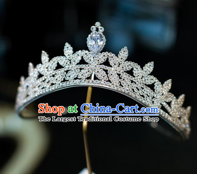 Top Grade Baroque Princess Zircon Royal Crown Wedding Bride Hair Accessories for Women