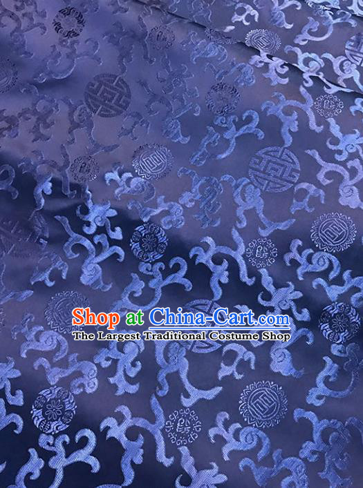 Asian Chinese Traditional Palace Pattern Blue Brocade Fabric Silk Fabric Chinese Fabric Material