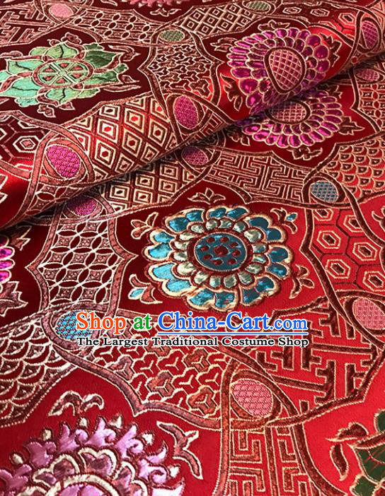 Asian Red Brocade Chinese Traditional Pattern Fabric Silk Fabric Chinese Fabric Material