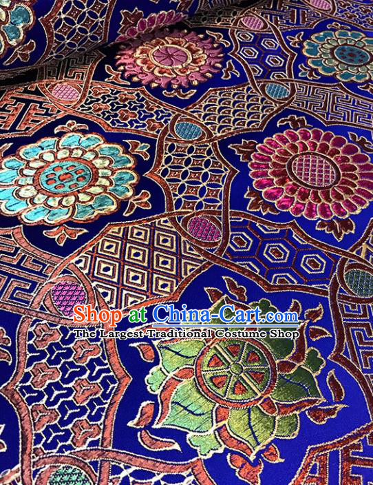 Asian Royalblue Brocade Chinese Traditional Pattern Fabric Silk Fabric Chinese Fabric Material