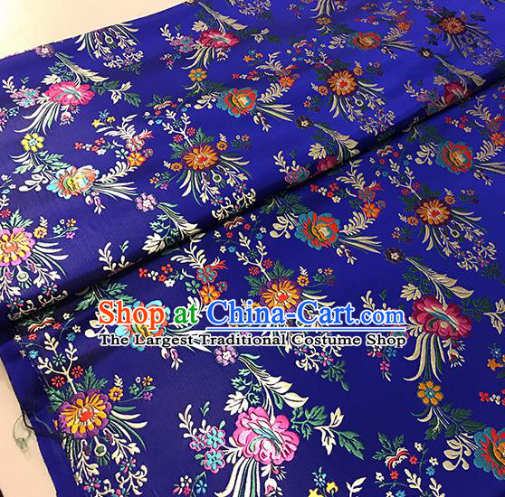 Asian Royalblue Brocade Chinese Traditional Begonia Pattern Fabric Silk Fabric Chinese Fabric Material