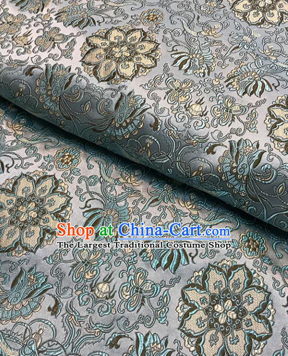 Asian Chinese Traditional Pattern Blue Brocade Fabric Silk Fabric Chinese Fabric Material