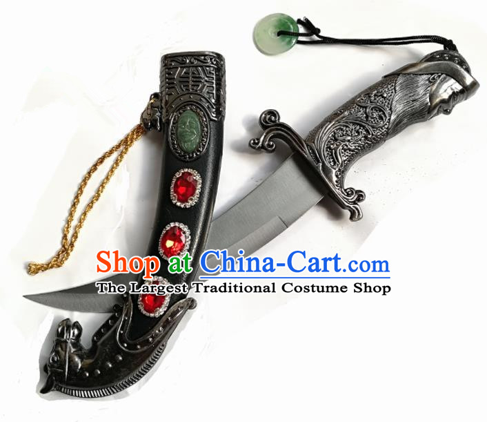 Chinese Traditional Beijing Opera Prop Diva Uyghur Nationality Black Dagger Swords