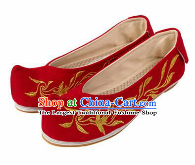 Asian Chinese Ancient Red Embroidered Shoes Traditional Hanfu Shoes Embroidered Shoes for Women