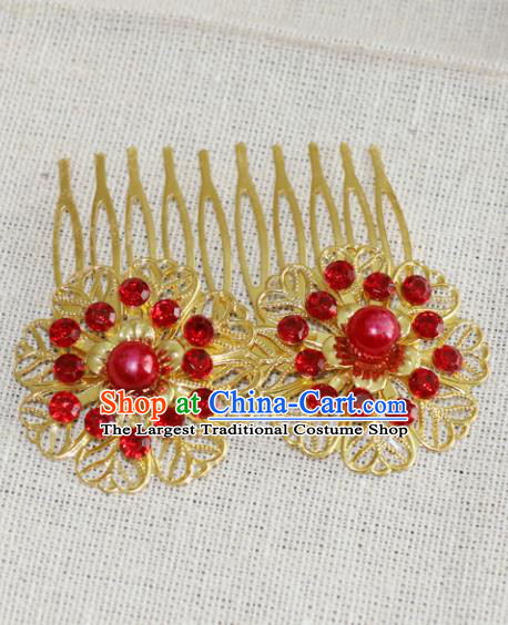 Chinese Traditional Hair Accessories Ancient Hanfu Golden Hair Comb Hairpins for Women