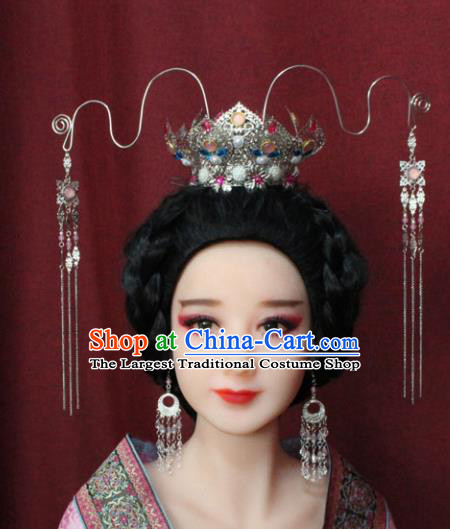 Chinese Traditional Handmade Hair Accessories Colorful Lotus Phoenix Coronet Hairpins for Women