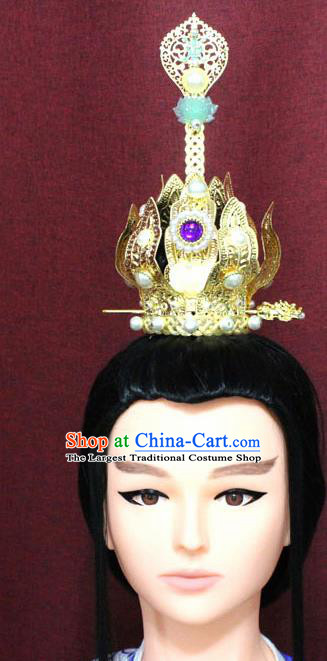 Chinese Traditional Tang Dynasty Swordsman Jewel Hairdo Crown Ancient Crown Prince Hair Accessories for Men